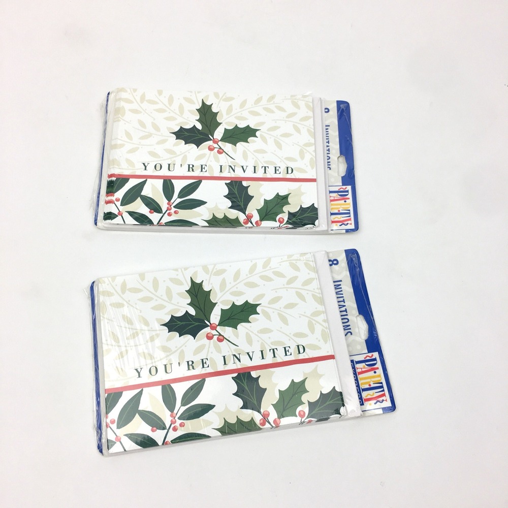 2 Packs of‎ 8ct Christmas Holiday Party Event You're Invited Invitation Sealed